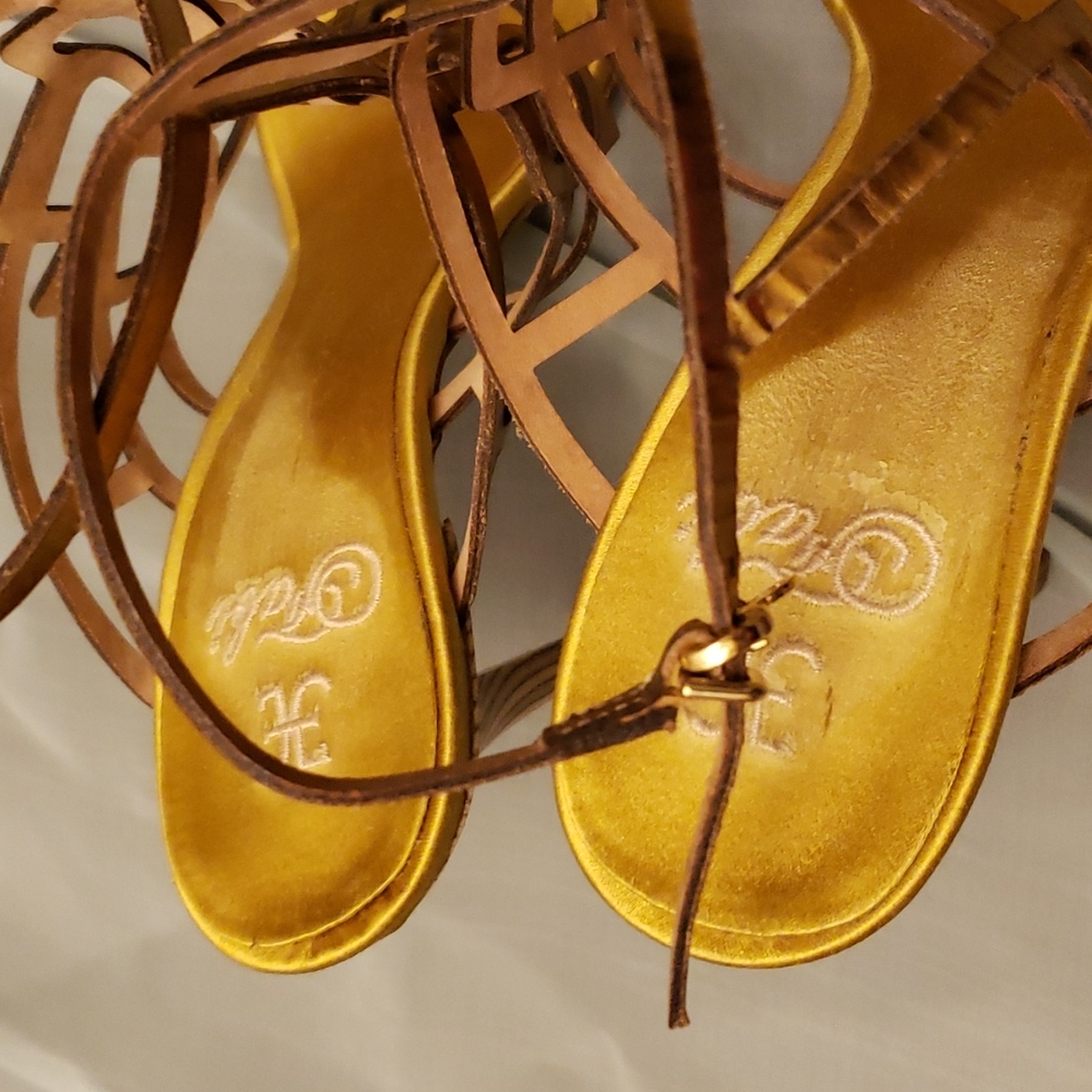 Fabi Couture gold cutout leather heels 38/7 - Picture 3 of 8
